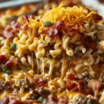 Bacon Cheeseburger Ramen Noodle Bake