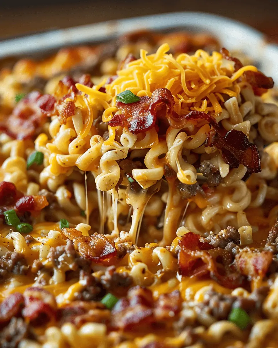 Bacon Cheeseburger Ramen Noodle Bake