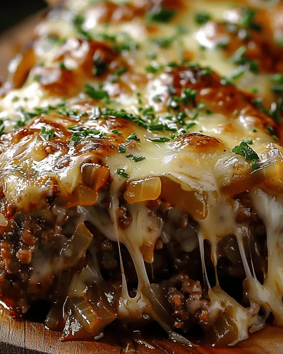 Crockpot French Onion Beefloaf Swiss Cheese