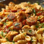 Creamy Cajun Chicken and Sausage Pasta Skillet