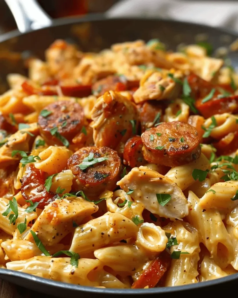 Creamy Cajun Chicken and Sausage Pasta Skillet