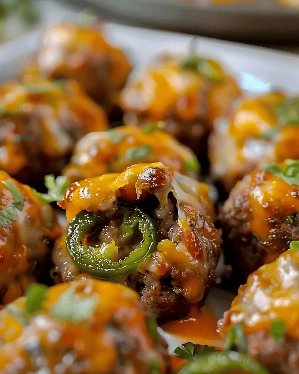 Spicy Cheddar-Jalapeño Meatball Poppers