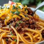 Taco Spaghetti Ground Beef Cheddar
