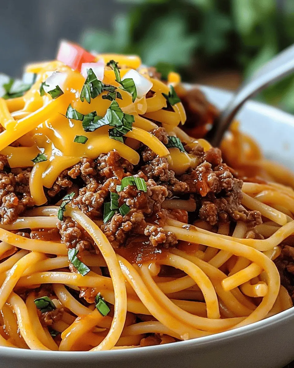 Taco Spaghetti Ground Beef Cheddar