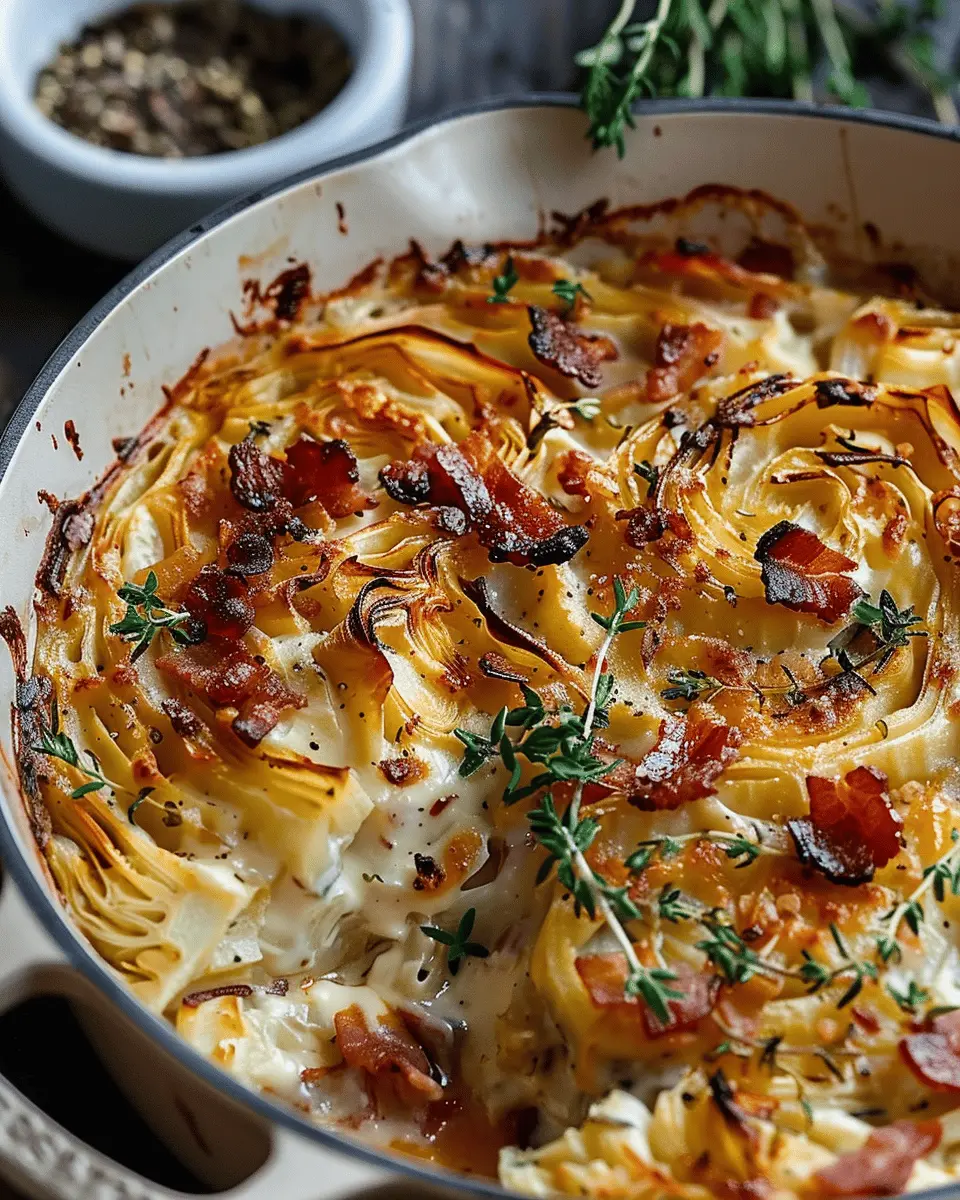Creamy Baked Cabbage with Crispy Bacon