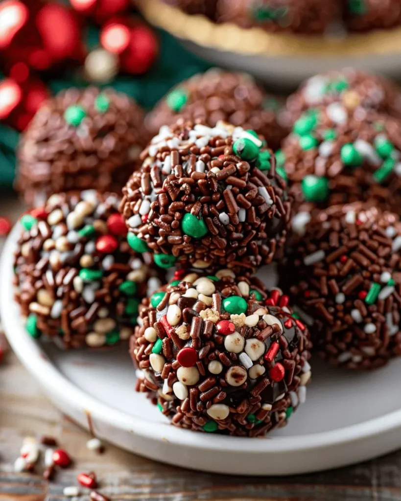 Christmas Chocolate Rice Krispie Balls